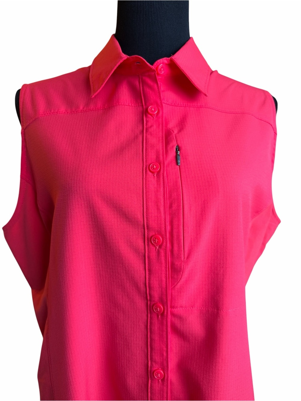 Columbia Omni-Shade Sleeveless Fishing Shirt XL Red UPF Button Up Outdoor Top - Picture 5 of 7